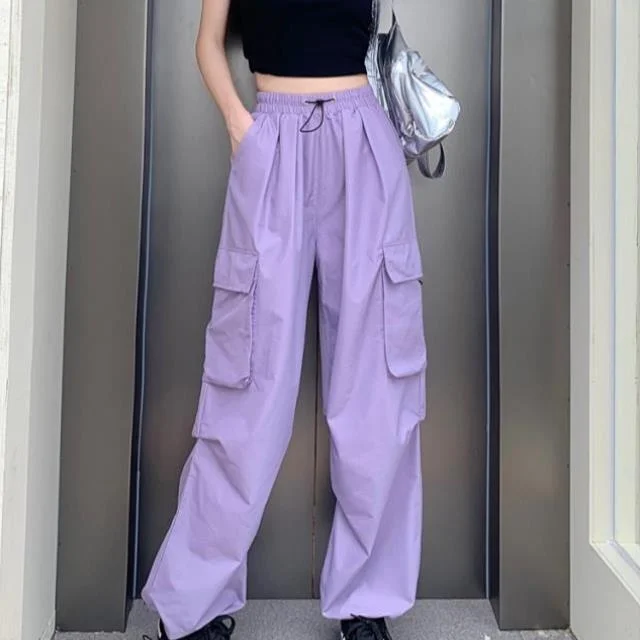   Pantalon décontracté couleur, vêtements de travail rétro pour femmes, taille mi-basse, tissu PVC, autre matériau, Collection hiver 00%