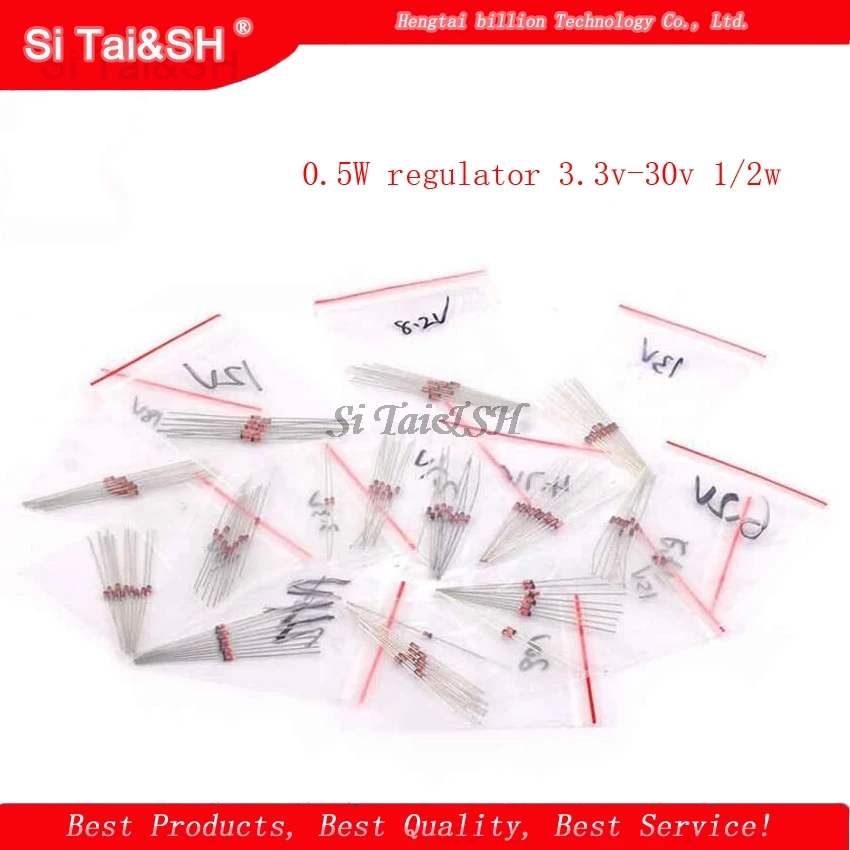 14values*10PCS=140PCS 0.5W regulator 3.3v-30v 1/2w   Diode component Assorted kit package new and original