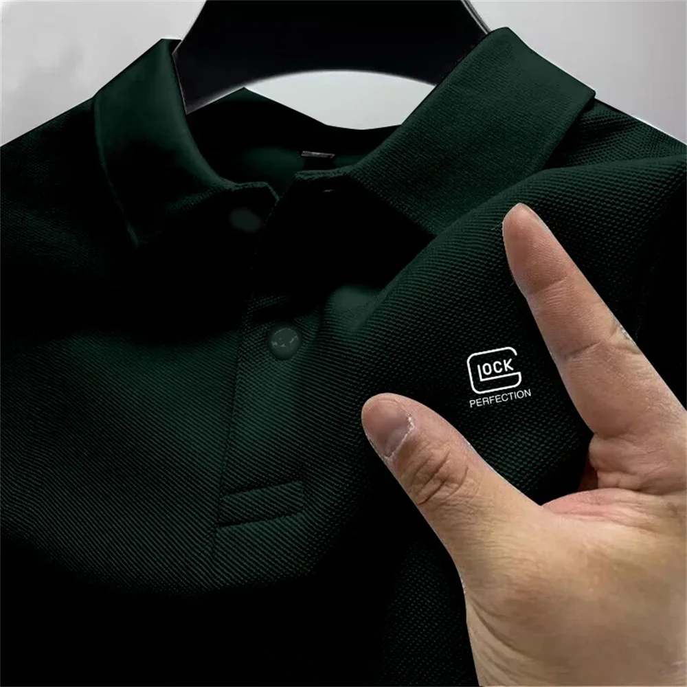 New men selling breathable quick drying T-shirt business casual POLO shirt summer new fashion short-sleeved clothing solid color