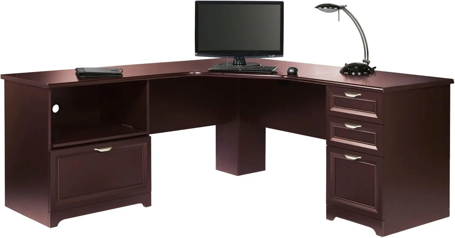 71W L Shaped Corner Desk Cherry The 4 integrated drawers provide plenty of room for your file folders office supplies