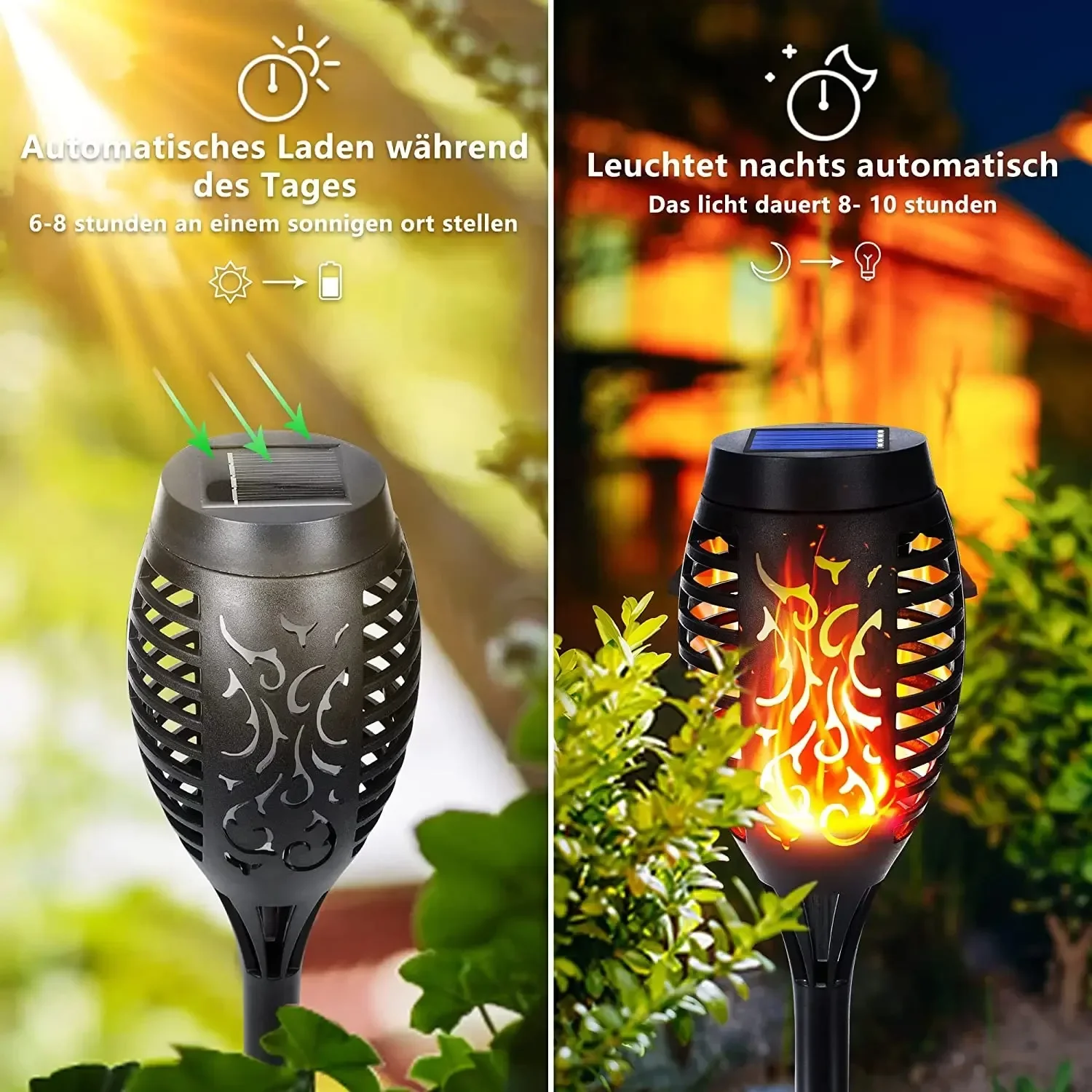 12/51/96LED Solar Flame Torch Light Flickering Light Waterproof Garden Decoration Outdoor Lawn Path Yard Patio Floor Lamp