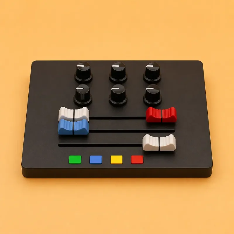 USB MIDI Controller 4 Buttons 4 Sliders 6 Knobs Type-C Plug Play Sound Design Performance Fast Sequencing Compact Keyboard