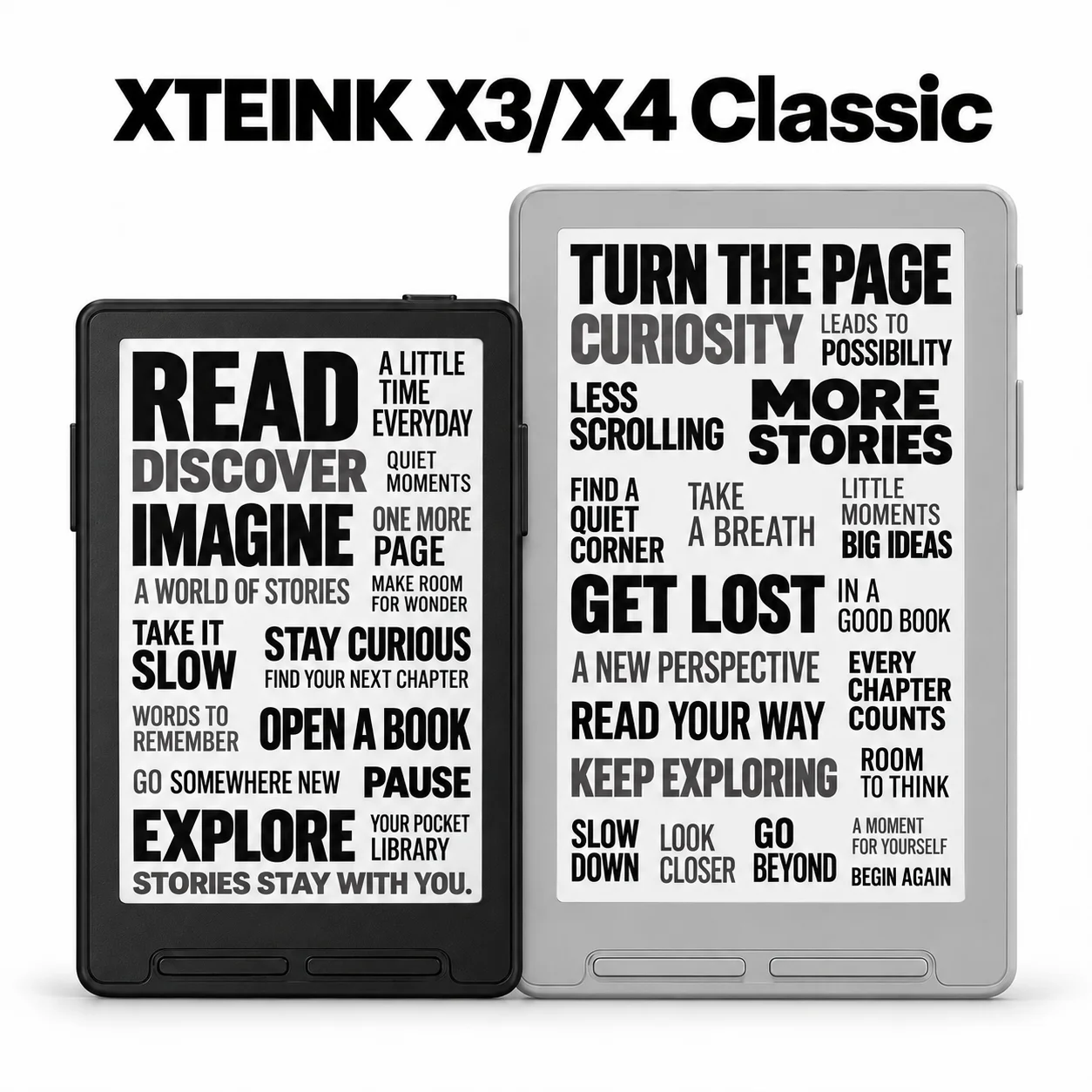 XTEINK X4 Classic/X3 – czytnik e-booków z ekranem dotykowym, lekki, z magnetycznym uchwytem, 4,3-calowy, ultracienki, przenośny czytnik e-booków, 16 GB.