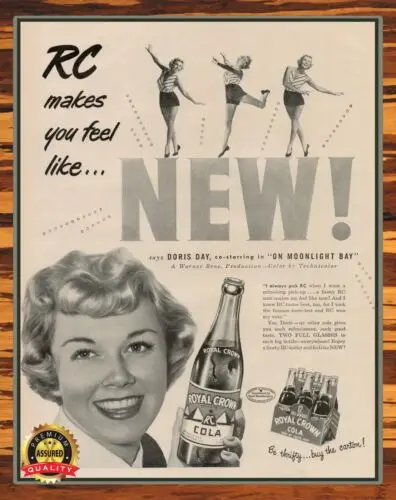 Royal Crown Cola - RC - Doris Day - Restored - 1950s - Metal Sign