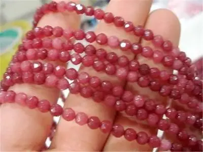 

10pcs 4mm Brazil Faceted Red Natural stone Round Loose Beads 15"