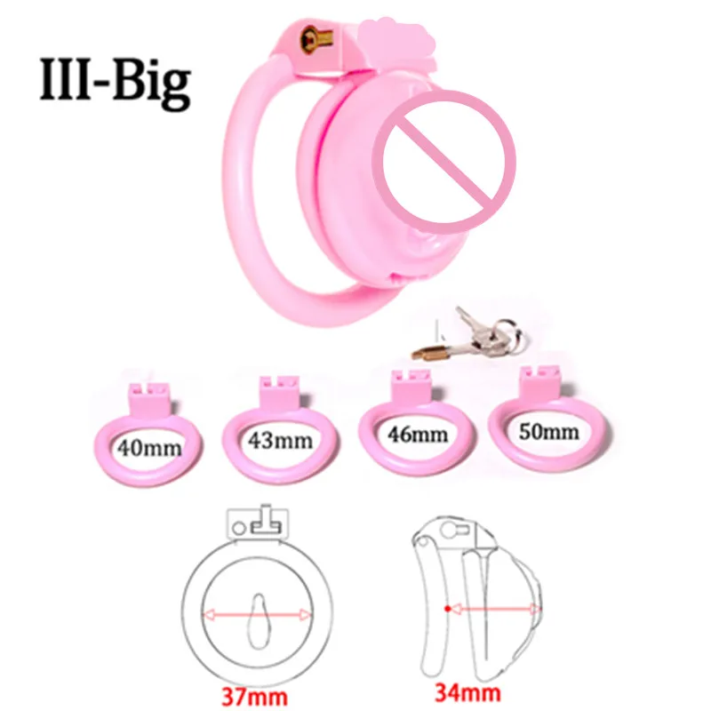 Pink pussy Lightweight Male Chastity cage Chastity Device With 4 Rings Sex toys for Couples