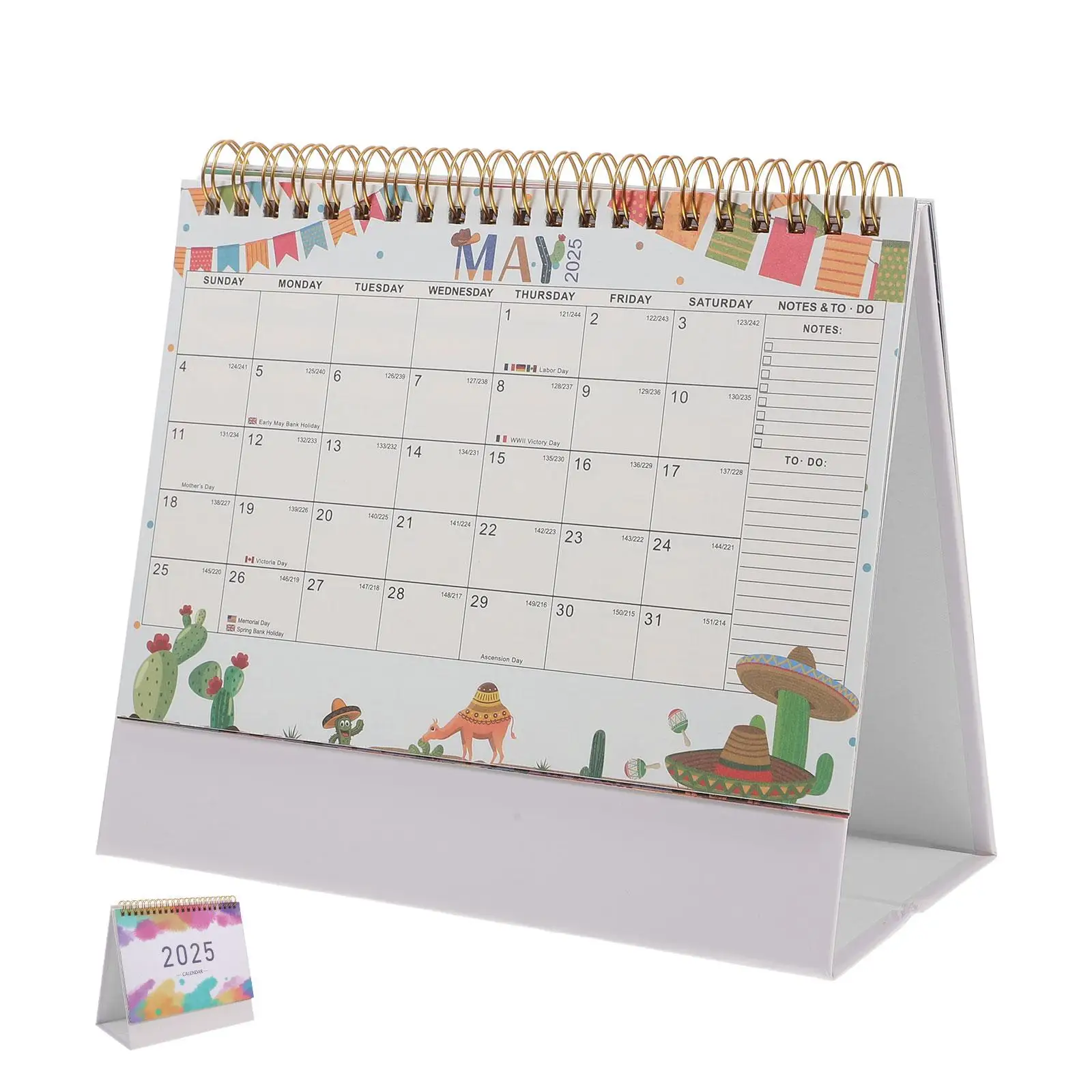 

2025 Desktop Calendar Year Planner Flip Paper Trendy Home Decor Aesthetic Office Supplies Academic Desk Organizers Sturdy Metal