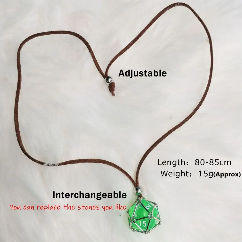 New Crystal Holder Cage Necklace Interchangeable Adjustable Crystal Net Metal Necklace with Dice Rope Chain Necklace for Women