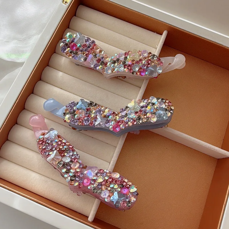 

New Hairpin with Luxurious Colored Rhinestones, Ponytail Clip, Elegant and Refined Hair Accessory, Hair Clip