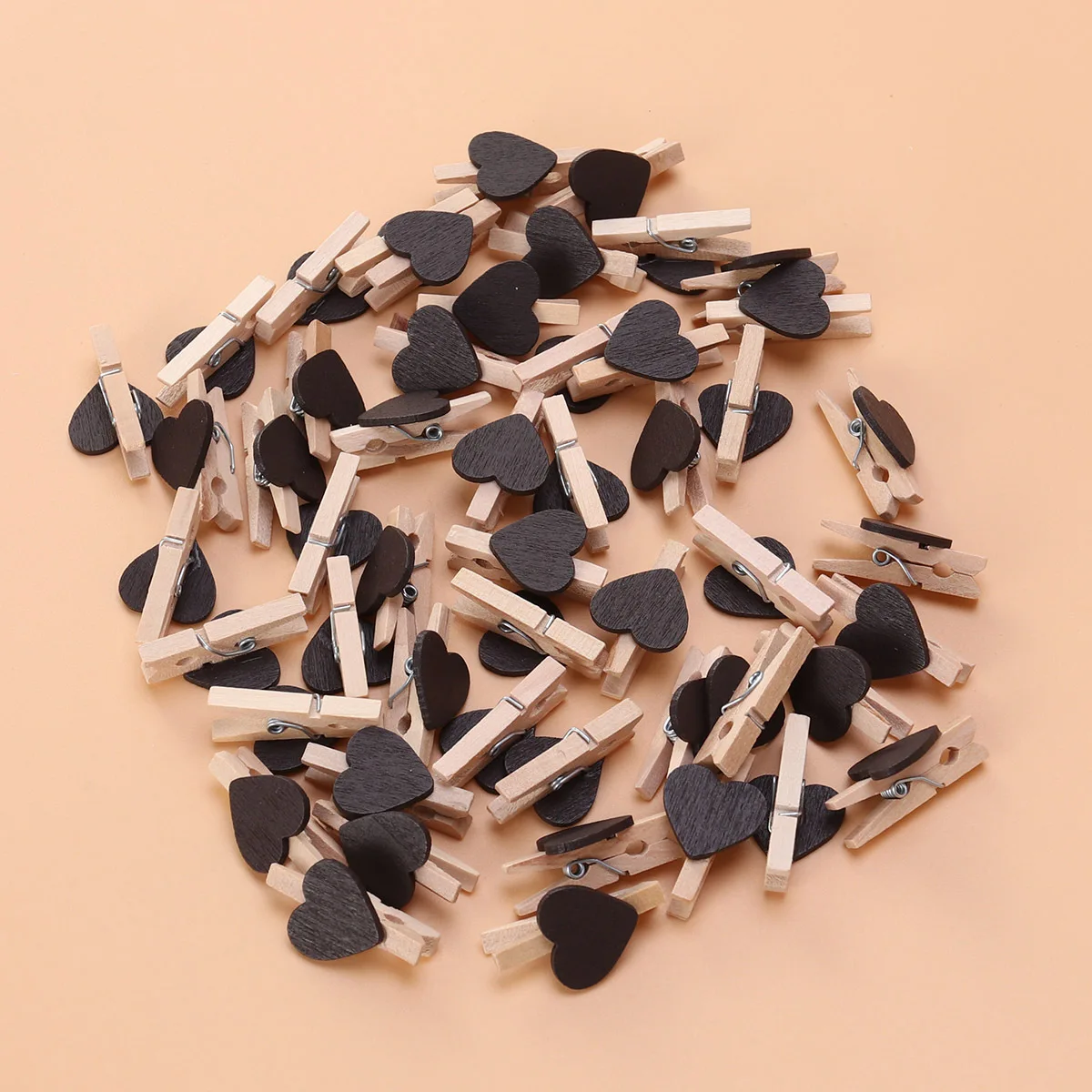 

50pcs Small Wood Clips For Photo Painting Decoration Love Heart Fixation Tools Craft Hanging Display Wooden Mini Clothes Pins