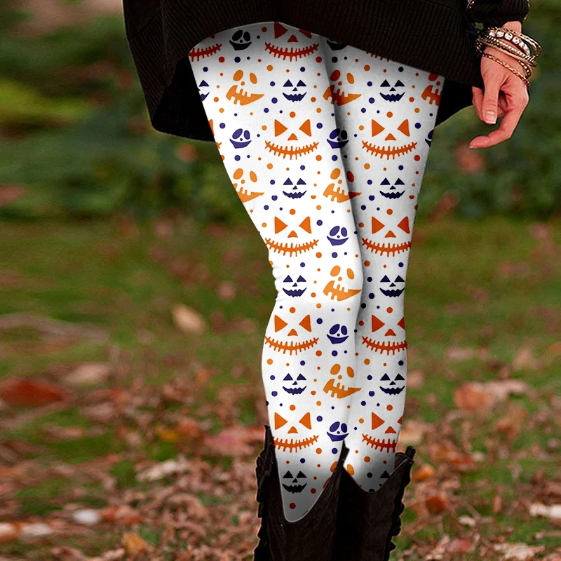 Halloween Bats Skull Head 3D Printed Leggings for women's Autumn Winter Warm Breathable Sports Leggings for women's Party Wear