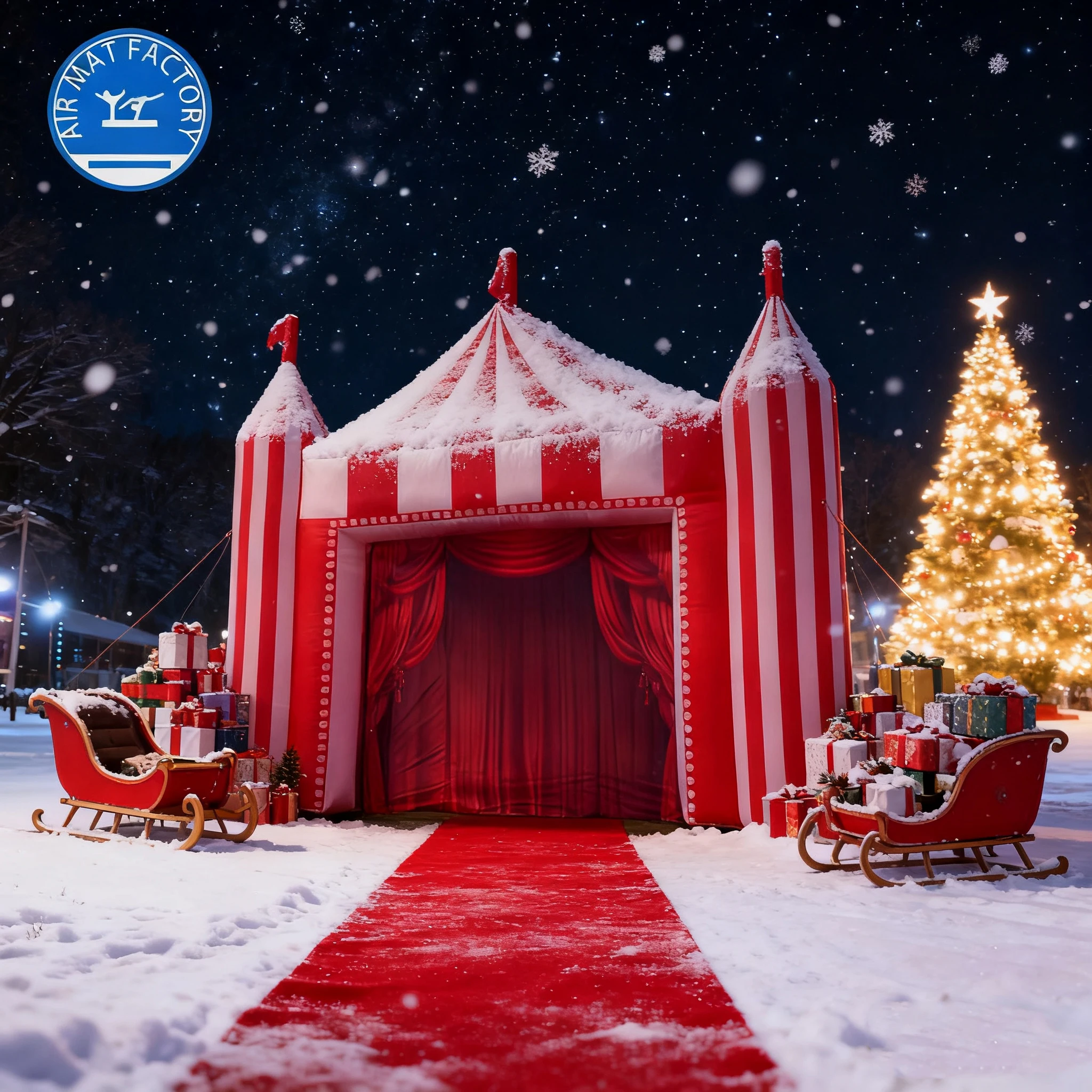 

Christmas Inflatable Circus Tent Backdrop - Durable PVC Arch Decor for Holiday Party, Carnival Event Prop (Customizable)