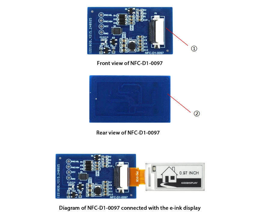 GooDisplay 0.97inch E-Ink Display NFC-Driven Update Evaluation Kit for Developers NFC-D1-0097