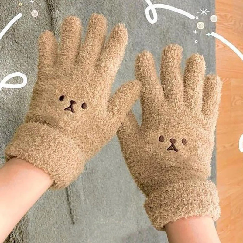 

Перчатки женские зимние белые милые плюшевые мягкие перчатки для верховой езды с вышивкой для девочек толстые теплые зимние лыжные варежки с вышивкой на открытом воздухе 2025