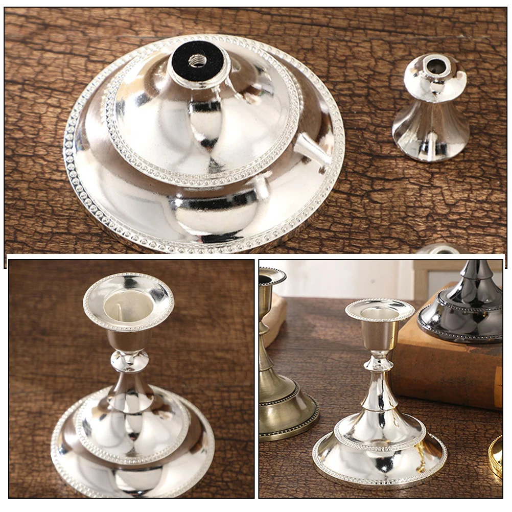 2Pcs Alloy Candlestick Holders European Elegant Design Decorative Holders Romantic Wedding Dinner Table