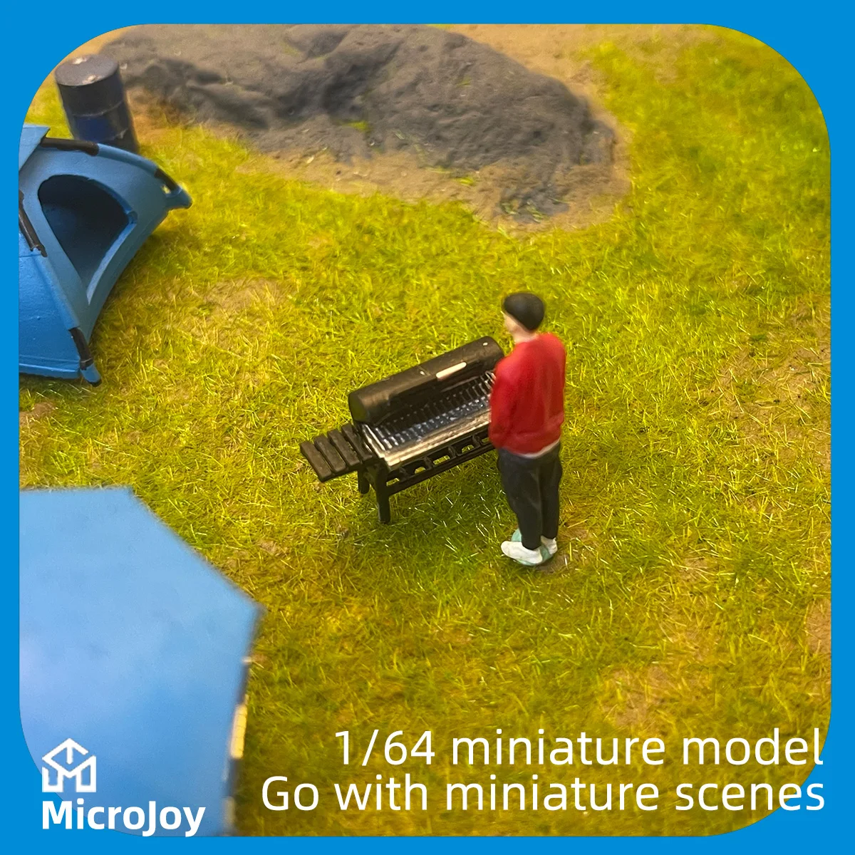 Detailed Scene: 1:64 Scale Miniature Model Barbecue Grill, Outdoor Barbecue Rack, Decorative Item, Car Model Scene, Vintage-Style Arrangement