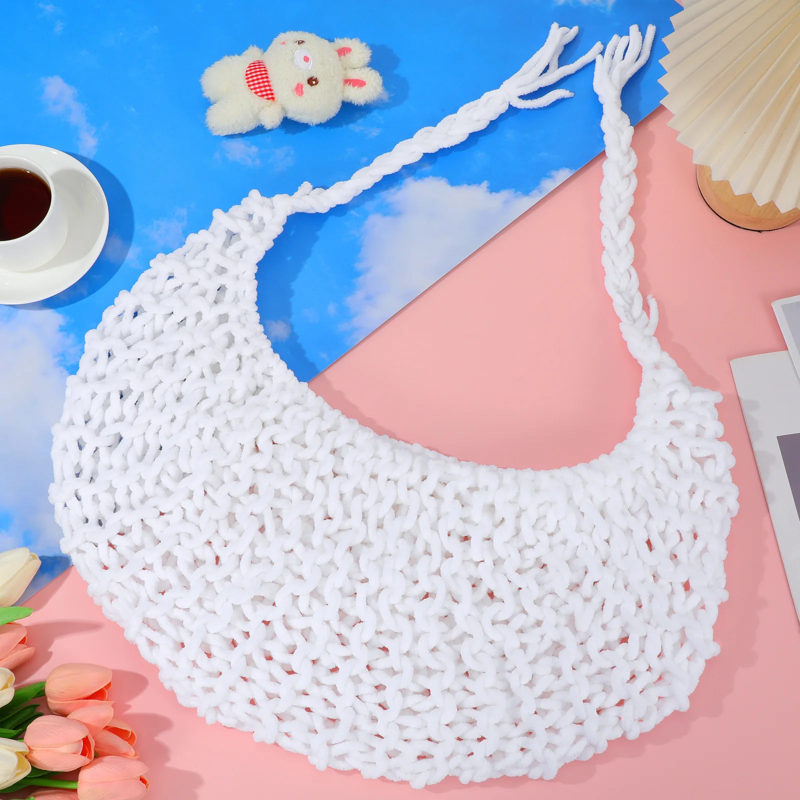 

Infant Baby Hammock Handmade Crochet Bed White Knitting Wool Soft Breathable Newborn Photography Prop Photo Props
