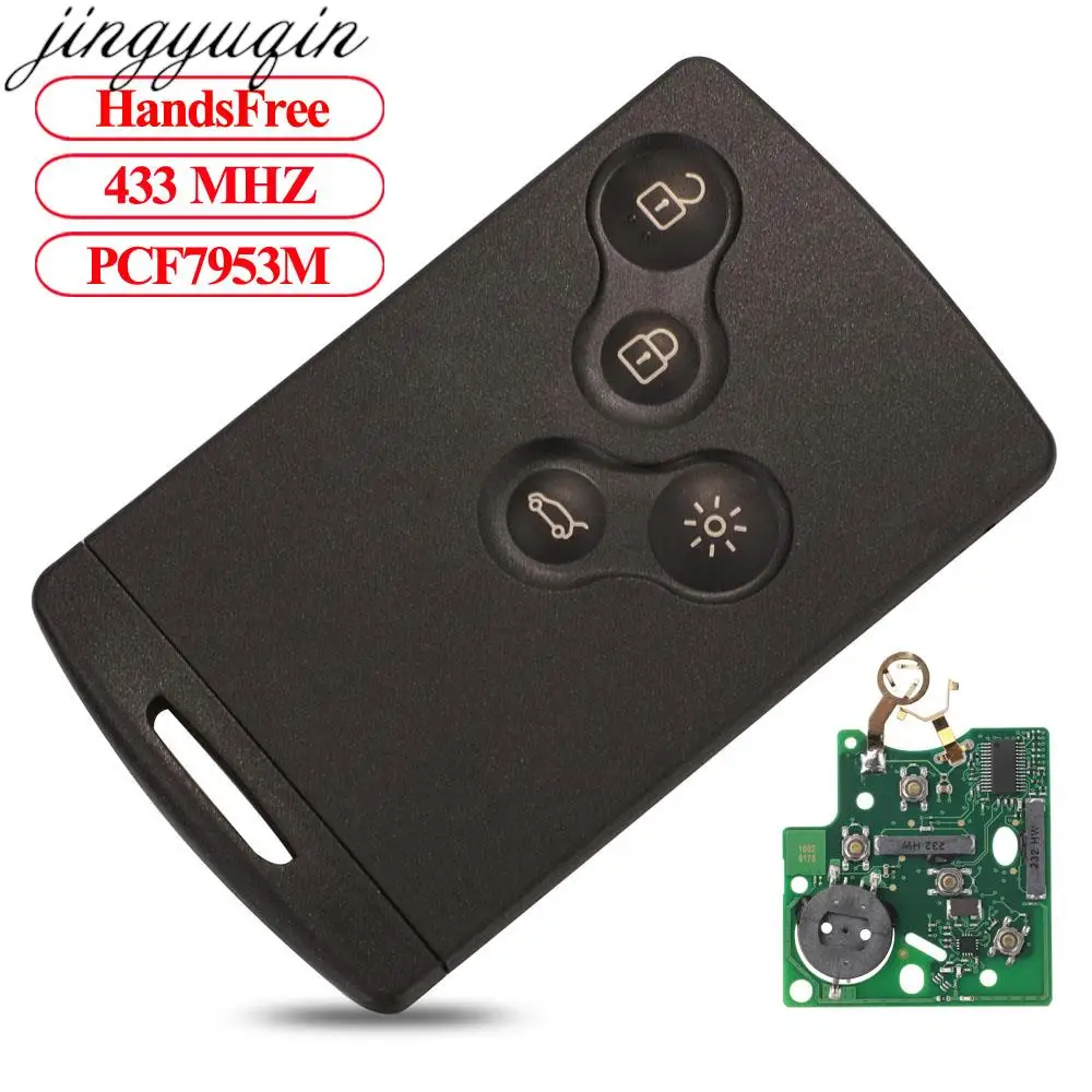 

Jingyuqin Remote Car Key 433MHz 4A PCF7953M Chip For Renault Clio IV Captur Passive Smart Keyless Entry HandsFree Control