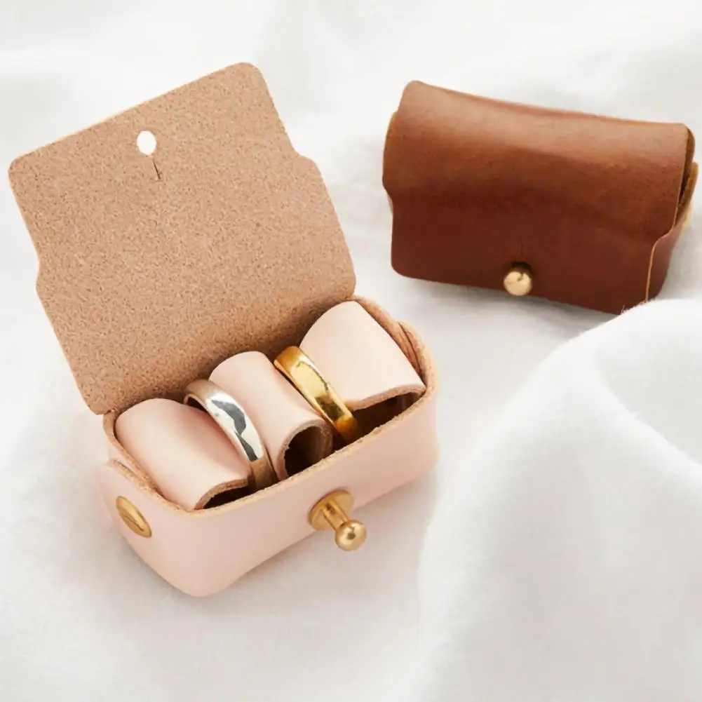 Ring Storage Box Durable Faux Leather Ring Organizer Soft Lining Scratch-proof Jewelry Box for Wedding Rings Portable Stylish