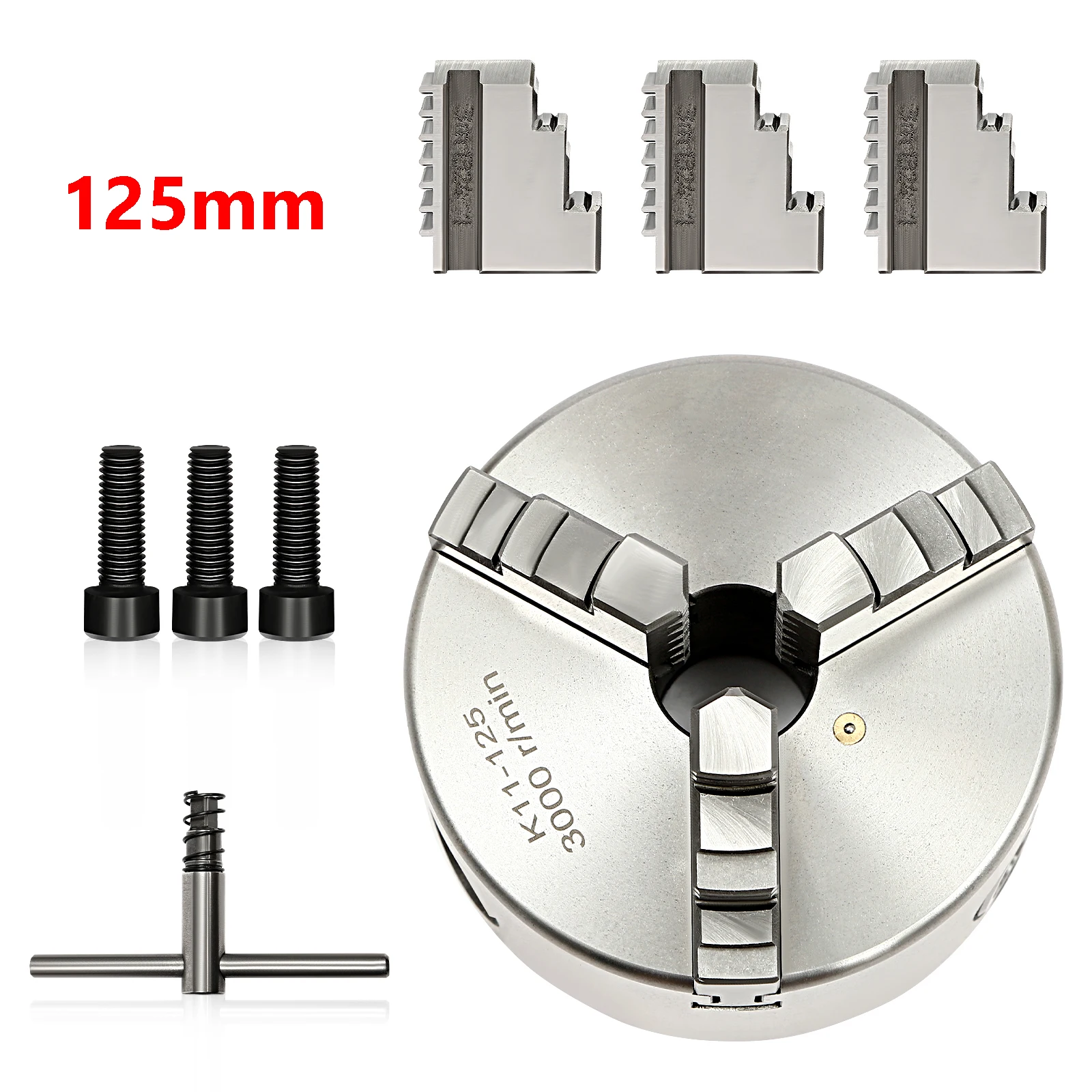 3-klauw zelfcentrerende chuck 80mm/100mm/125mm draaibank chuck set voor CNC-machinegereedschappen, frees- en boormachines, klemmen