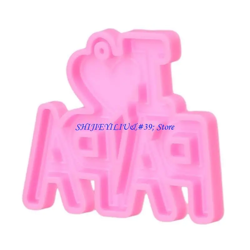 E21F I Love Mom Dad Word Letter Keychain Epoxy Resin Mold Thanksgiving Mother Father Day Pendant Handmade DIY Silicone Mould