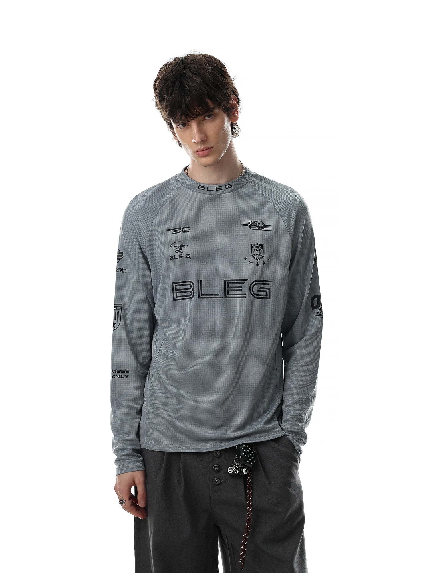 MRNEARLY Vintage Motorcycle Street Sports Style Men's Loose Fit American Base Long Sleeve T-Shirt Trendy Brand Casual Top