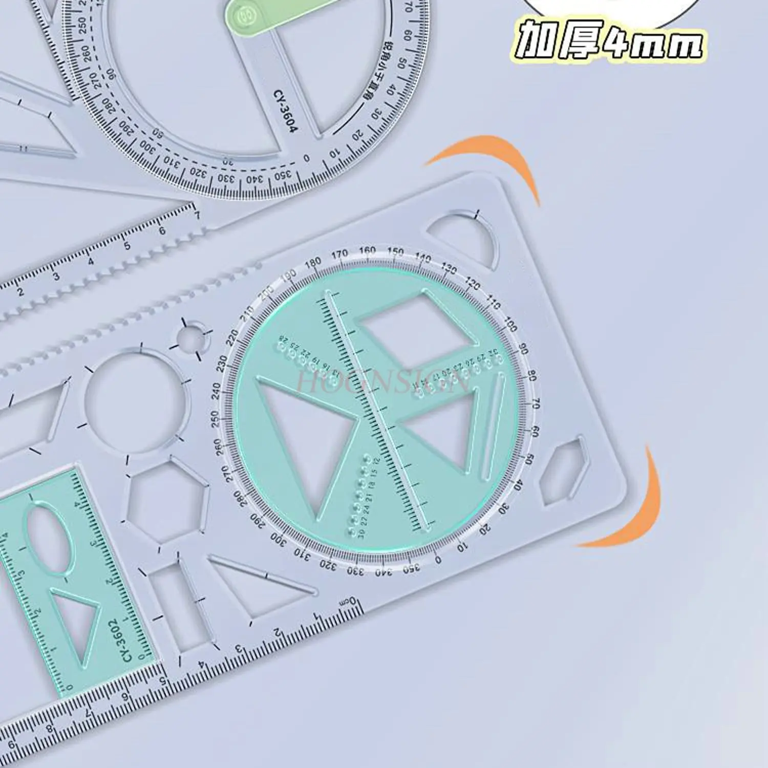 3pcs Multi functional high school function drawing ruler, student geometry, parabolic shape, triangular ruler, protractor