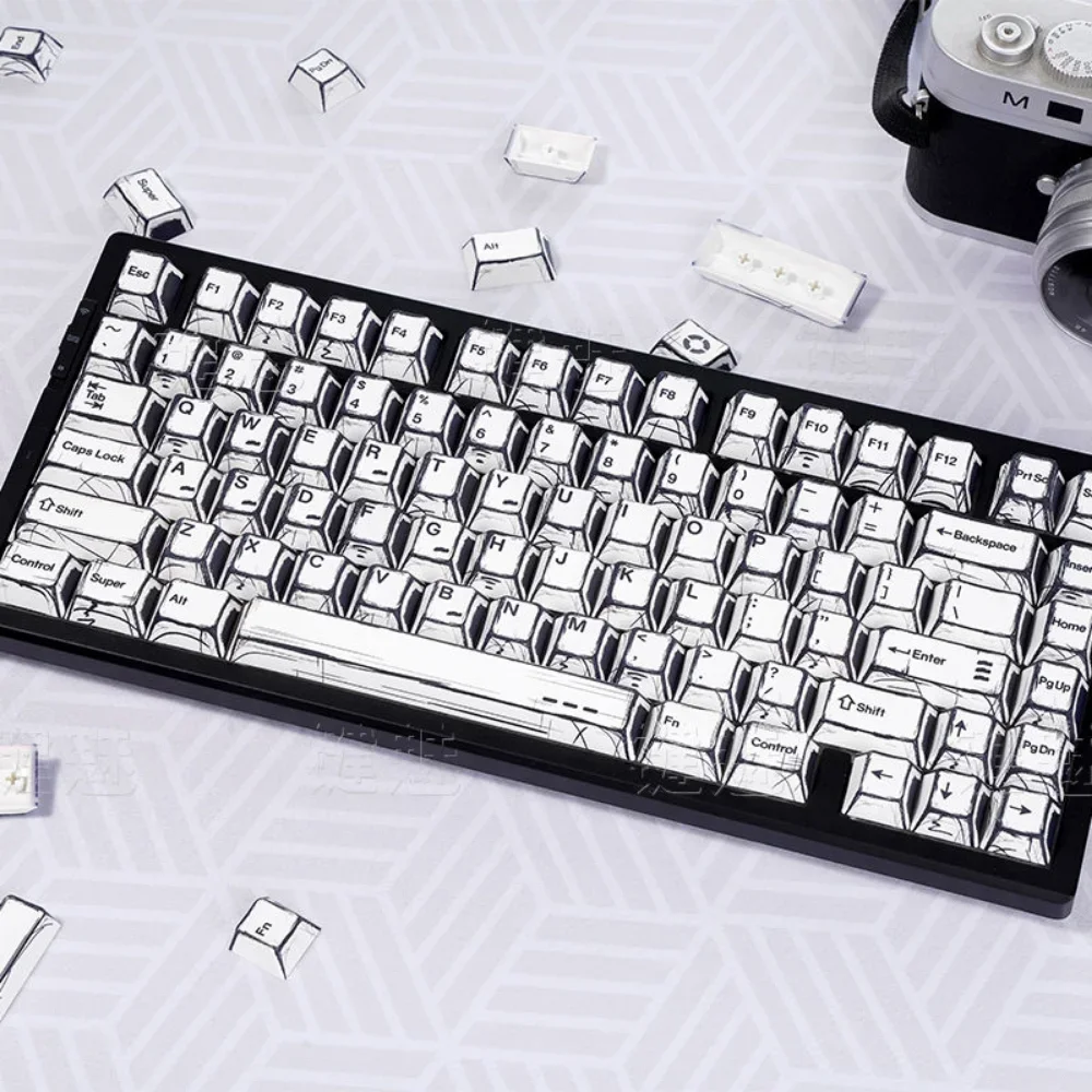 Manga Style Sakura PBT 129-key Personality Keyboard Keycap Set for 66/68/86/96/98/104 Mechanical Keyboard