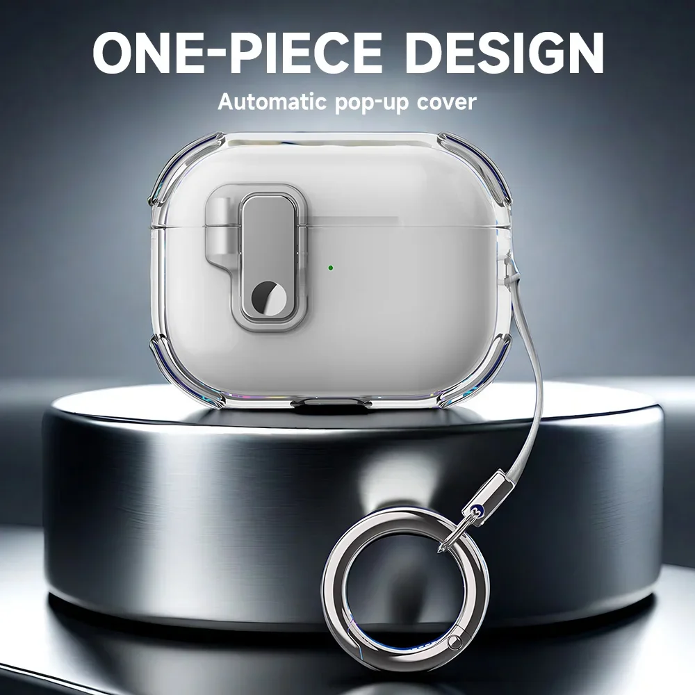 

Automatic Pop-up Earphone Case， For Airpods 4 Cover AirPods Pro 3 2 1 Transparent Soft TPU Wireless Bluetooth Headphone Funda