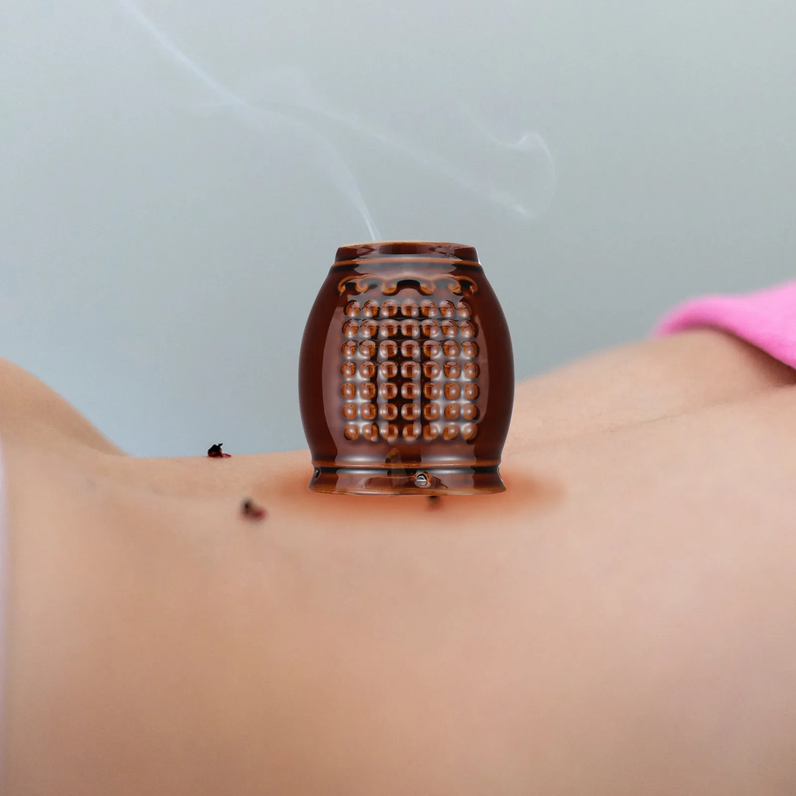 Ceramic Moxibustion Pot Portable Moxa Burner for Arthritis Pain Relief Physiotherapy Scraping Cup Household Moxa Cup Massager