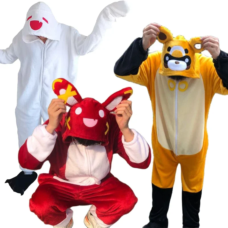 Genshin Impact Cosplay Costume Cute Amber Rabbit Baron Bunny Guoba Bear Hutao Ghost Kigurumi Pajamas Jumpsuit Sleepwear Dropship