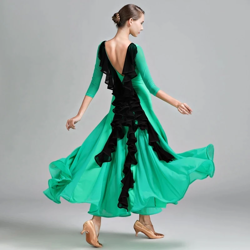 Lady Ballroom Dancing Dress Half Sleeve Waltz Dancing Suit Tango Dancing Wear National Standard Dance Dress Plus Size