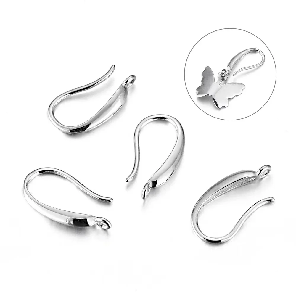 20PCS Fashion Jewelry Findings Genuine 925  Silver Earrings For Women Smooth Hook Ear For Design DIY Jewelry Making