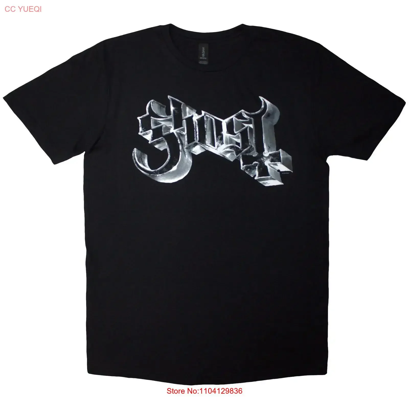 Ghost 'Chrome Logo' Black T Shirt Eye Drop Select NEW OFFICIAL vintage Washed Versatile Soft Comfortable fashion Casual