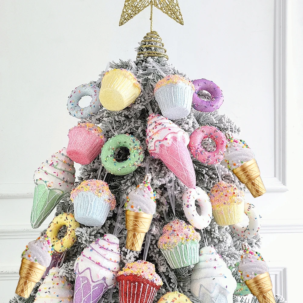 Christmas Hanging Candy Balls Ornament Donut Cupcake Ice Cream Cone Christmas Tree Pendant Home Navidad Christmas Decoratio 2024