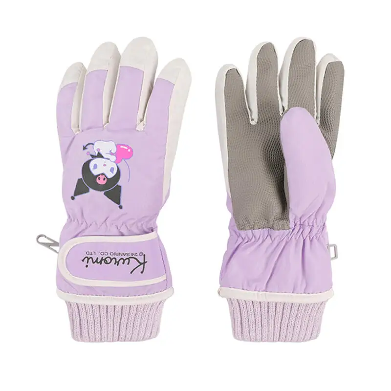 

Детские лыжные перчатки Kuromi с героями мультфильмов Sanrio, новые зимние толстые теплые перчатки Kawaii в стиле аниме для мальчиков и девочек, подходят для детских подарков