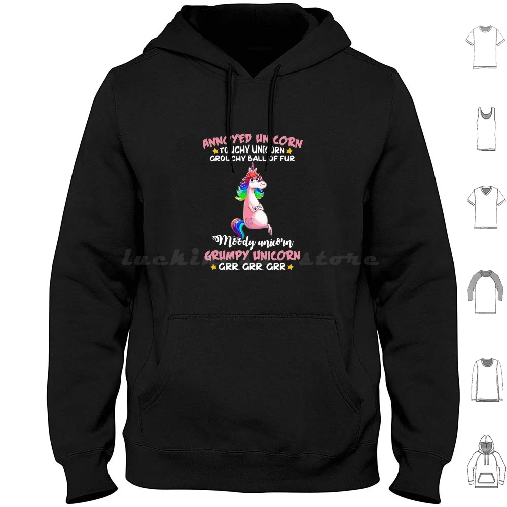

Annoyed Unicorn Touchy Unicorn Grouchy Ball Of Fur Moody Hoodie Cotton Long Sleeve