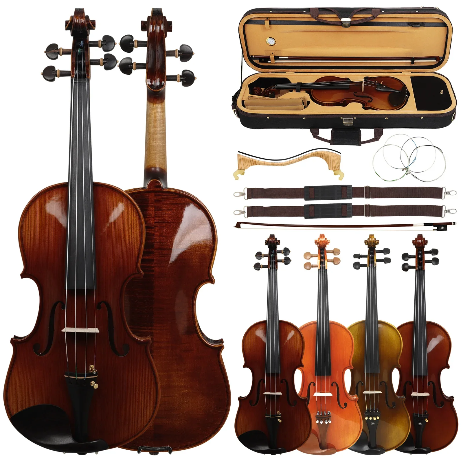 IRIN 4/4 Acoustic Violin Fiddle Spruce Solid Wood High-Quality Violin with Case Bow Strings Shoulder Rest Violin Accessories