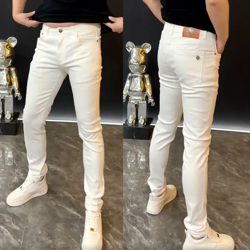 

Бермуды, белые джинсы, мужские летние 2021, новые модные простые узкие брюки, универсальные повседневные джинсовые мужские брюки, одежда для мужчин, одежда