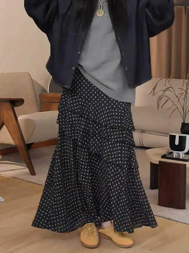 

Шикарная юбка с цветочным принтом, с высокой талией, повседневная, весенняя, новая, в японском стиле, длинная, для женщин, больших размеров, для работы и отдыха