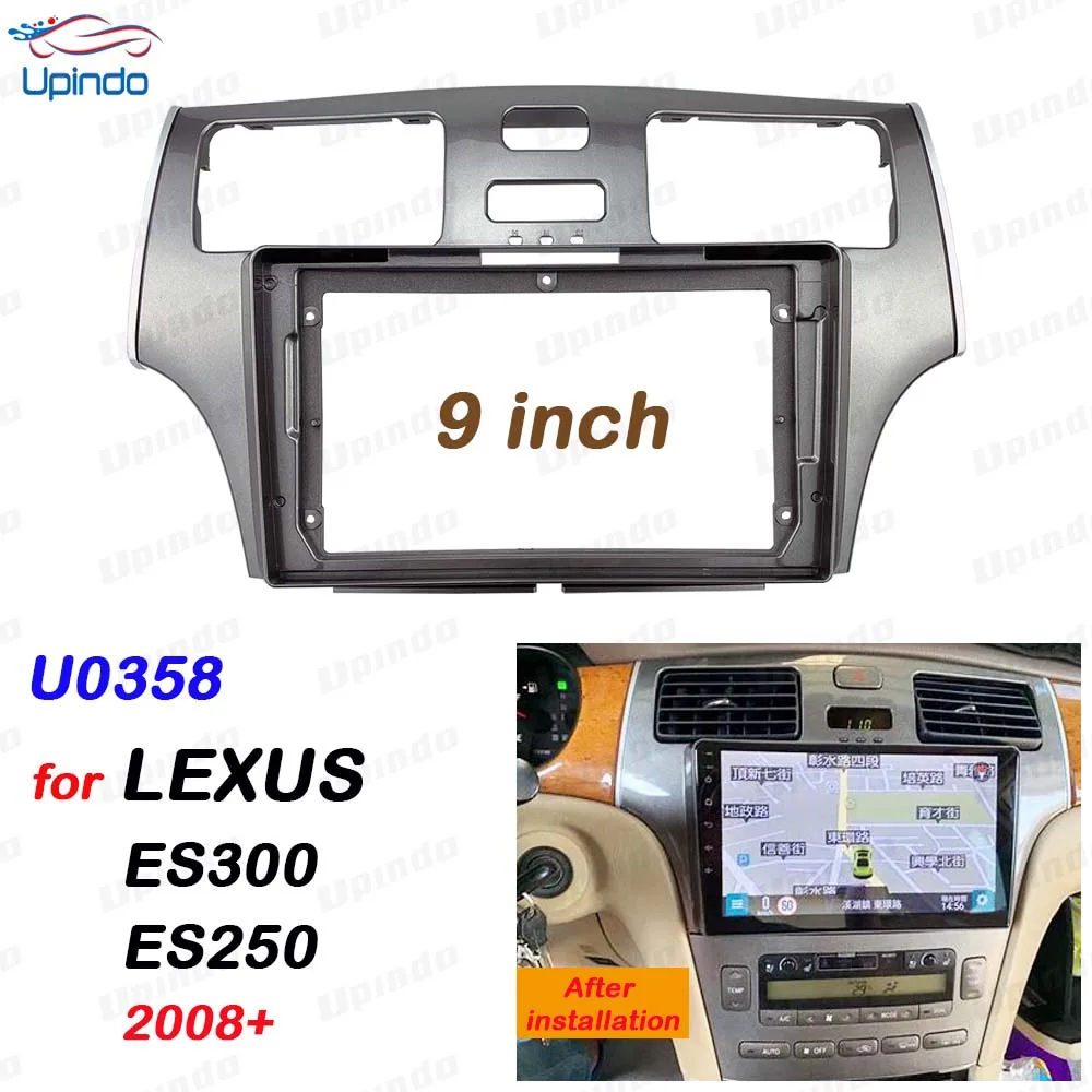 

Upindo Car 2 Din 9-дюймовый Android-радио Carplay Fascia Panel Audio Frame для Toyota LEXUS ES300 ES250 2008+ Комплект крепления на приборную панель