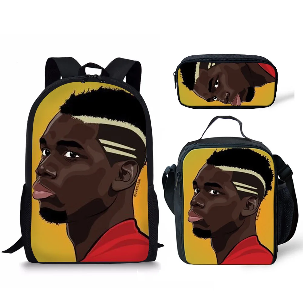 Trendy Popular New African Black Boys 3D Print 3pcs/Set Student School Bags Laptop Daypack Backpack Lunch bag Pencil Case