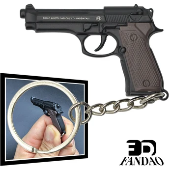 Mini M92F Gun Shape Keyring Tactical Metal Tiny Pendant Keychain Portable Pistol Shape Keychain for Army Fan Collectible Gifts