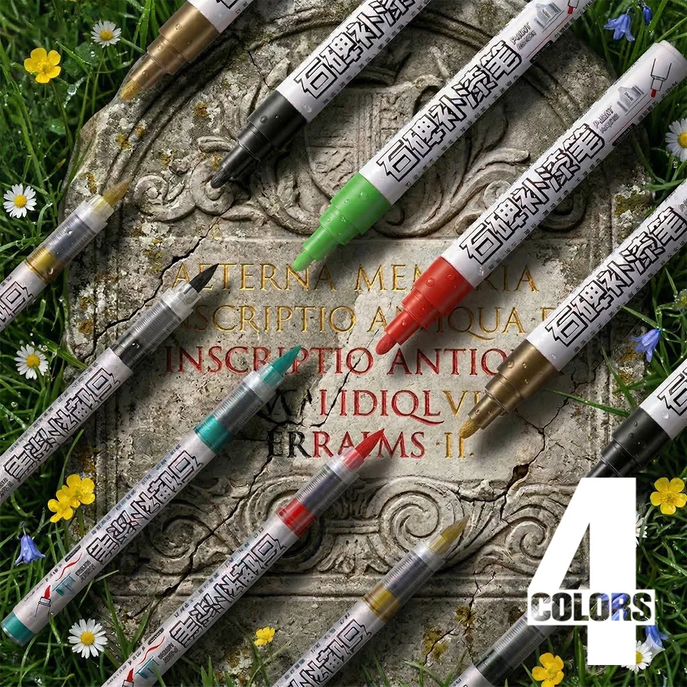 Golden Tombstone Engraving Pen For Granite Headstone Restoration Fade Resistant Permanent Marker For Grave Memorial Use