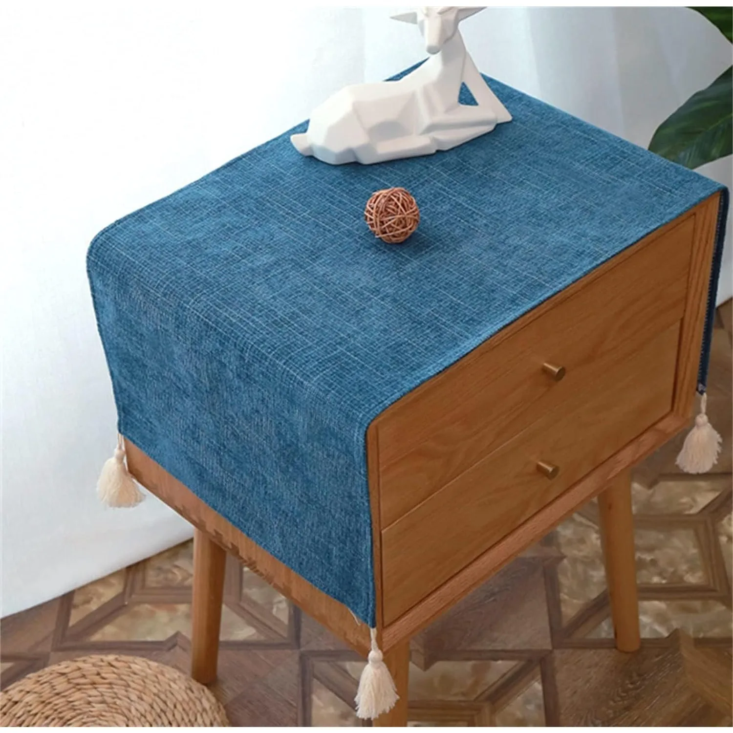 Versatile Cotton Blend Bedside Table Cover - Dustproof Square Cloth For  Decor