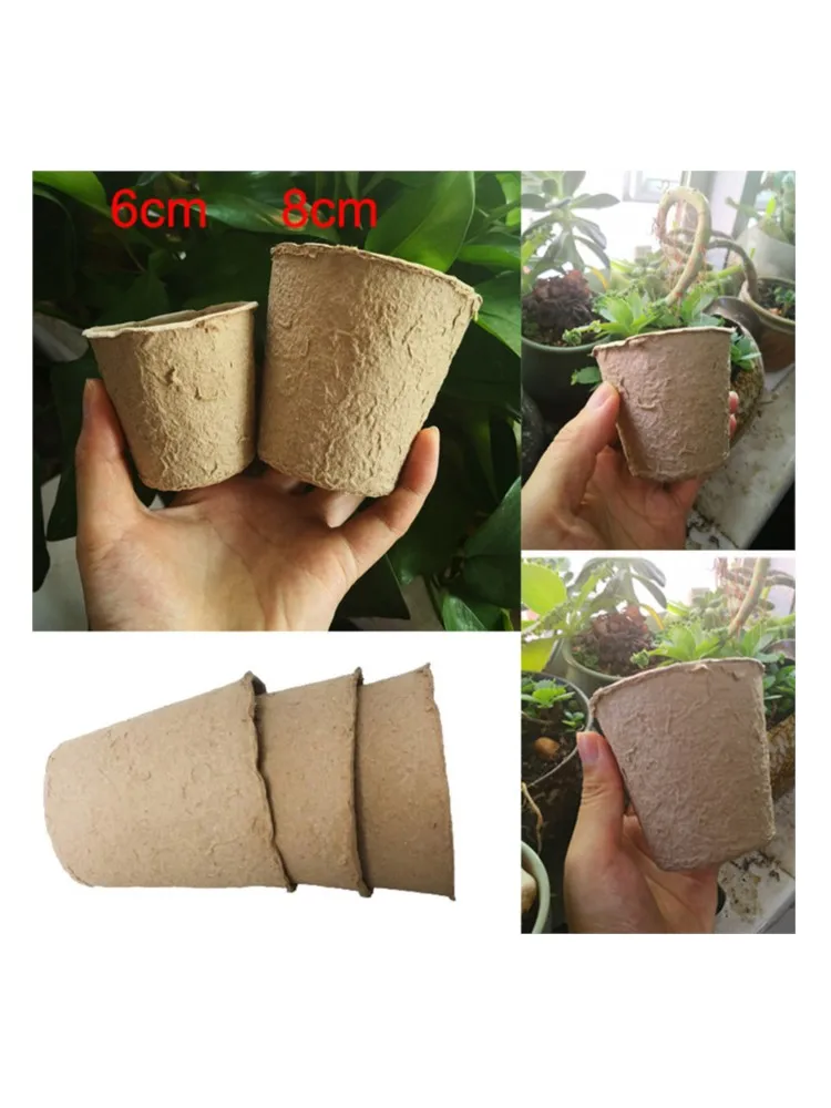 Pot de culture de plantes en papier, 10/20/50 pièces, 6/8cm, tasse de pépinière, démarreurs, Pots de fleurs de jardin, Kit de légumes aux herbes, outils de jardinage domestique biodégradables