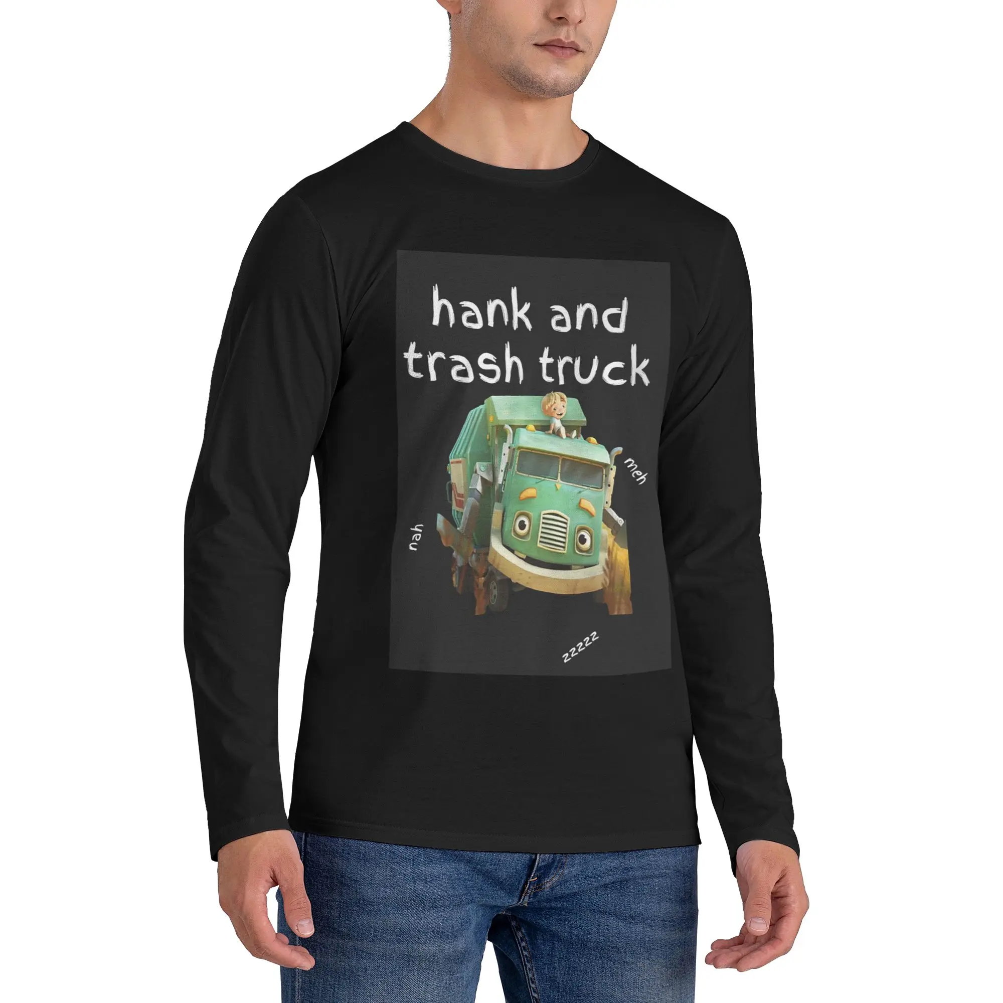 

Мужская футболка с длинными рукавами Trash Truck, модные футболки с круглым вырезом, весенние и осенние мужские топы