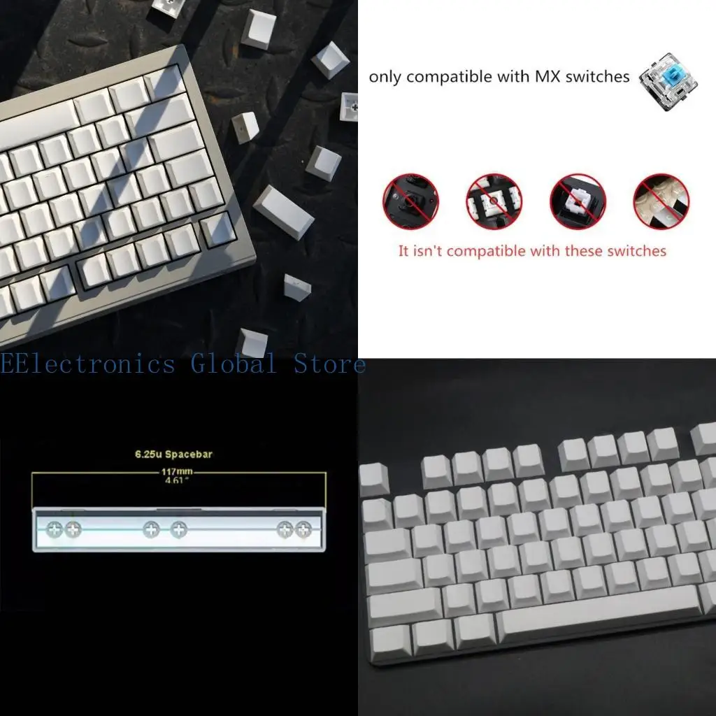 

462B PBT Keycaps 137 Keys Minimalist White Blank Keycap DyeSubbed Keycap For 108 104 100 980 96 87 84 75 68 64 61 Layouts