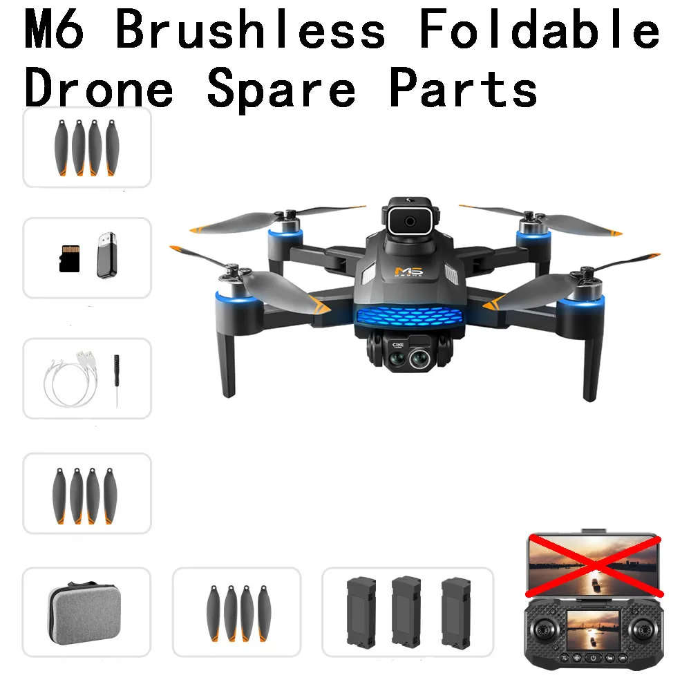 New Drone M6 Brushless Motor Foldable RC Quadcopter Spare Part Remote Control/Battery/Propeller/Charging Wire/Obstacle Avoidance