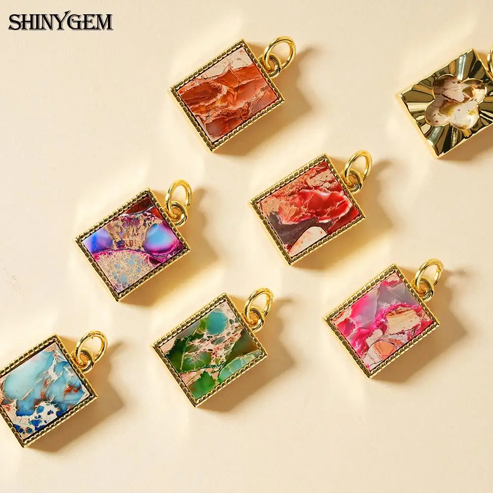 

ShinyGem Natural Imperial Jasper Stone Pendant Necklace for Women Jewelry Oblong Decoration beautiful trend 2026